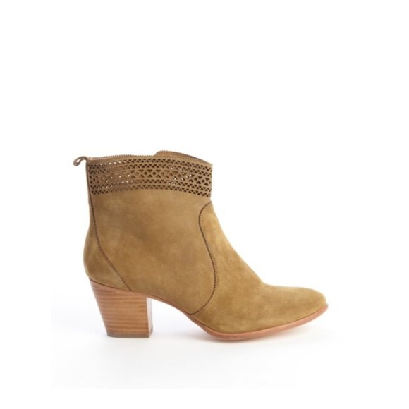 Aerin Suede Ankle Boots, Leather Lining and Sole & Stacked Wooden Heel - Picture 2 of 8